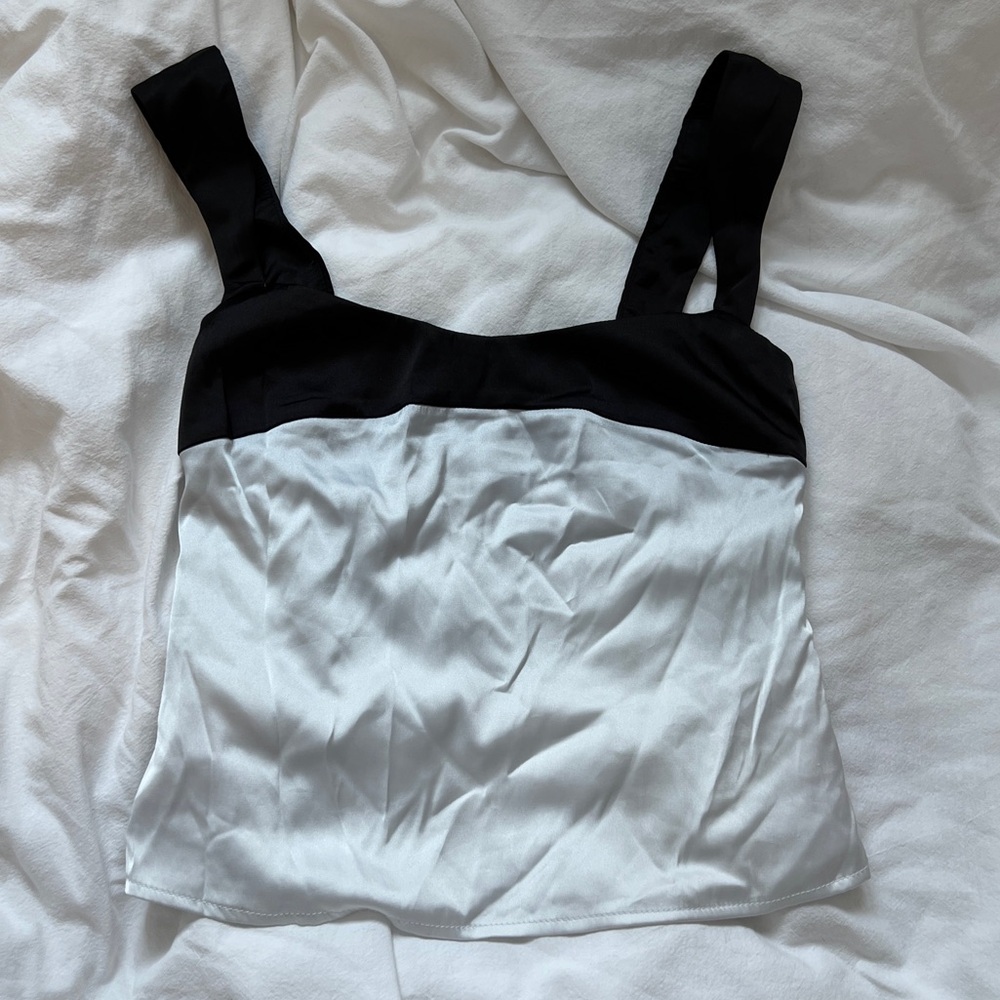 Peppermayo Black and White Satin Tank Top